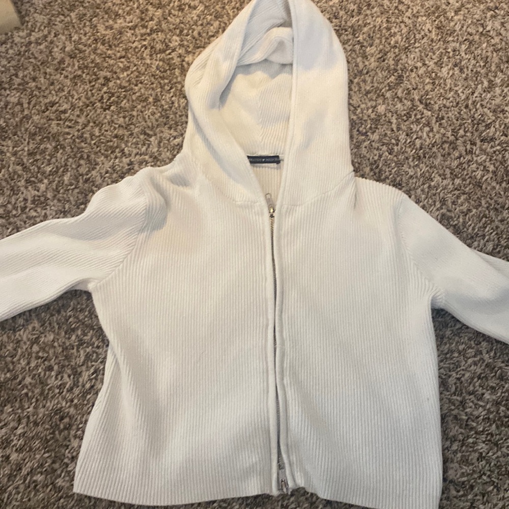 Brandy Melville white/cream cropped zip up